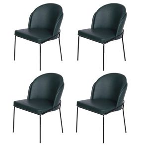 Kit 4 Cadeiras Denali Nevada Or Design Revestimento em Tecido Verde Base Aco Pintado Preto -1- Kit 4 Cadeiras Denali Nevada Or Design Revestimento em Tecido Verde Base Aco Pintado Preto -1-